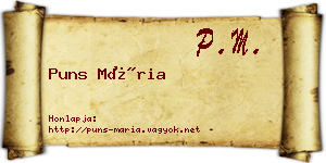 Puns Mária névjegykártya